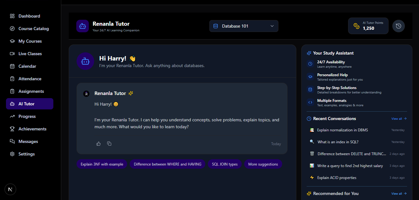 Personal AI Tutor feature